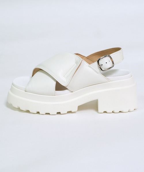 shopnikoniko(ショップニコニコ)の「日本製 本革 サンダル クロスパデット レザー 厚底 トラックソールサンダル(サンダル・レディース・ホワイト/グレー系その他/ブラック・LL/L/M/S/SS)」の19枚目の写真
