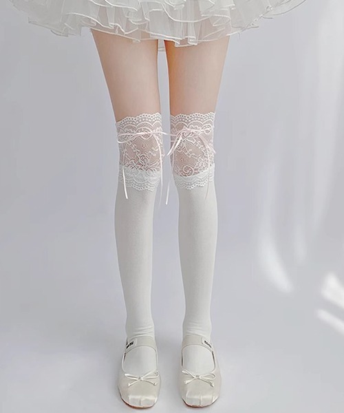 NODRESS ホワイト　レース　リボン　ストッキング ソックス NODRESS ホワイト レース リボン ストッキング ソックス NODRESS