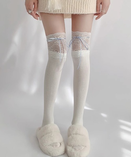 NODRESS ホワイト　レース　リボン　ストッキング ソックス Amazon.co.jp: ドール靴下レースソックス1/3と1/4ニー
