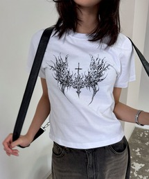 FOLLOWIN | [2025]Y2Kエンジェルウィングデザイン半袖Tシャツ(Tシャツ/カットソー)