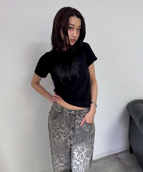 2025SS]Y2Kエンジェルウィングデザイン半袖Tシャツ（Tシャツ