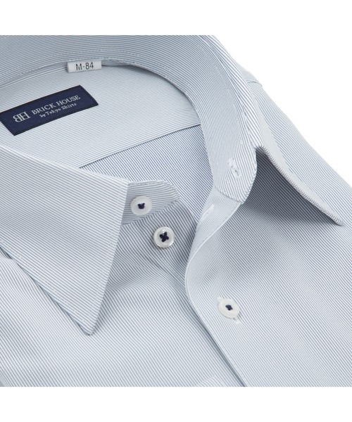 TOKYO SHIRTS(トウキョウシャツ)の「形態安定ノーアイロン レギュラー 長袖ストレッチビジネスワイシャツ(ビジネスシャツ・メンズ・ブルー・首回り37cm-裄丈80cm/首回り39cm-裄丈80cm/首回り39cm-裄丈84cm/首回り41cm-裄丈82cm/首回り41cm-裄丈86cm/首回り42cm-裄丈82cm/首回り42cm-裄丈86cm/首回り43cm-裄丈82cm/首回り43cm-裄丈86cm)」の2枚目の写真