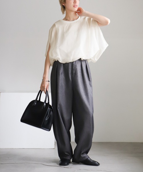 select MOCA（セレクトモカ）の「オーガンジーレイヤードトップス（シャツ/ブラウス・レディース・オフホワイト/ブラック/グレー・FREE）」の10枚目の写真