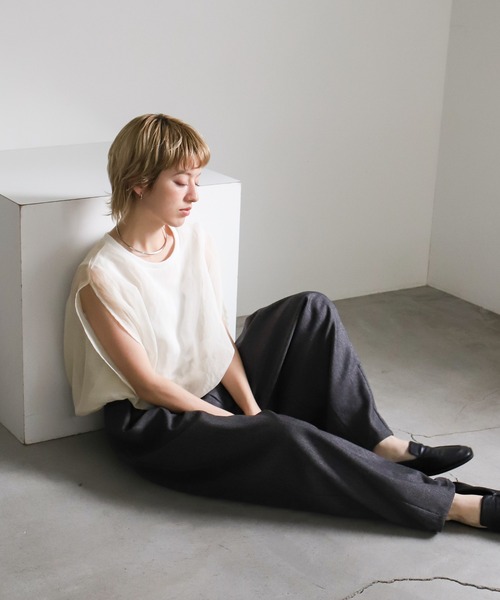 select MOCA（セレクトモカ）の「オーガンジーレイヤードトップス（シャツ/ブラウス・レディース・オフホワイト/ブラック/グレー・FREE）」の13枚目の写真