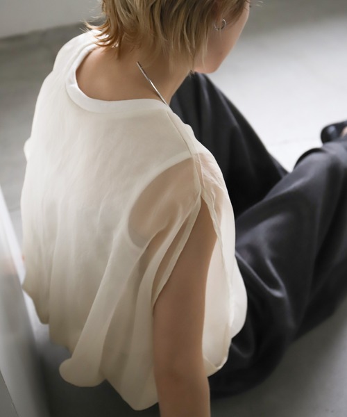 select MOCA（セレクトモカ）の「オーガンジーレイヤードトップス（シャツ/ブラウス・レディース・オフホワイト/ブラック/グレー・FREE）」の15枚目の写真