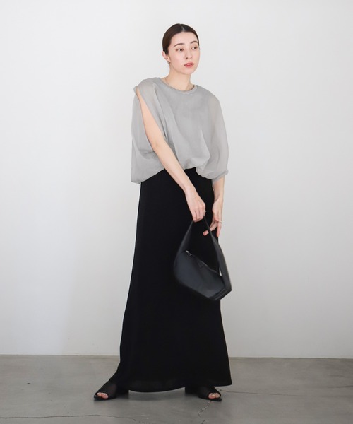 select MOCA（セレクトモカ）の「オーガンジーレイヤードトップス（シャツ/ブラウス・レディース・オフホワイト/ブラック/グレー・FREE）」の5枚目の写真