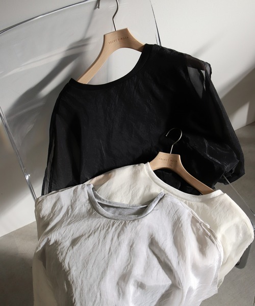 select MOCA（セレクトモカ）の「オーガンジーレイヤードトップス（シャツ/ブラウス・レディース・オフホワイト/ブラック/グレー・FREE）」の19枚目の写真