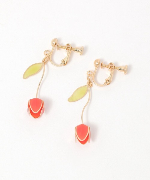 GLOBAL WORK（グローバルワーク）の「チューリップイヤリング/325835（イヤリング・レディース・ライトピンク/ホワイト・FREE）」の2枚目の写真