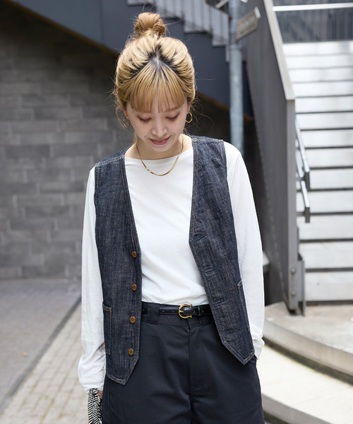 B.C STOCK(ベーセーストック)の「DU JOUR/デュ ジュール RIDING JEAN VEST(ベスト・レディース・ホワイト/ネイビー・FREE)」の19枚目の写真
