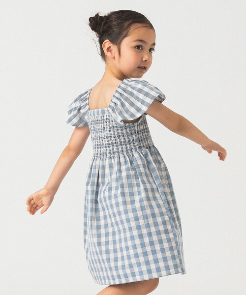 B:MING by BEAMS（ビーミングバイビームス）の「チェック シャーリング ワンピース 2025SS（100～140cm）（ワンピース・キッズ・ブルー/レッド・100/110/120/130/140）」の5枚目の写真