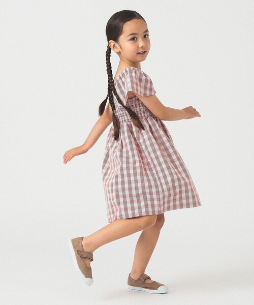 B:MING by BEAMS（ビーミングバイビームス）の「チェック シャーリング ワンピース 2025SS（100～140cm）（ワンピース・キッズ・ブルー/レッド・100/110/120/130/140）」の8枚目の写真