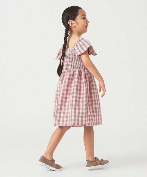 B:MING by BEAMS（ビーミングバイビームス）の「チェック シャーリング ワンピース 2025SS（100～140cm）（ワンピース・キッズ・ブルー/レッド・100/110/120/130/140）」の9枚目の写真