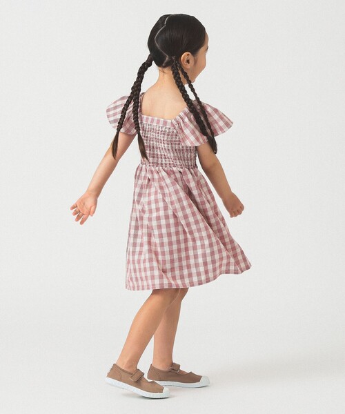 B:MING by BEAMS（ビーミングバイビームス）の「チェック シャーリング ワンピース 2025SS（100～140cm）（ワンピース・キッズ・ブルー/レッド・100/110/120/130/140）」の10枚目の写真