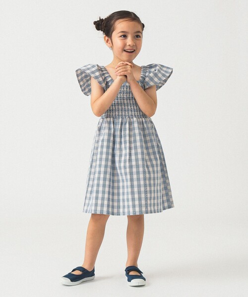 B:MING by BEAMS（ビーミングバイビームス）の「チェック シャーリング ワンピース 2025SS（100～140cm）（ワンピース・キッズ・ブルー/レッド・100/110/120/130/140）」の11枚目の写真