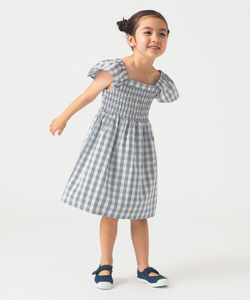 B:MING by BEAMS（ビーミングバイビームス）の「チェック シャーリング ワンピース 2025SS（100～140cm）（ワンピース・キッズ・ブルー/レッド・100/110/120/130/140）」の12枚目の写真