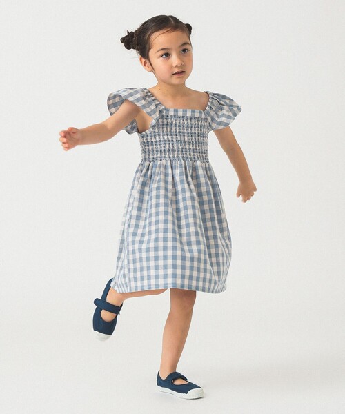 B:MING by BEAMS（ビーミングバイビームス）の「チェック シャーリング ワンピース 2025SS（100～140cm）（ワンピース・キッズ・ブルー/レッド・100/110/120/130/140）」の13枚目の写真