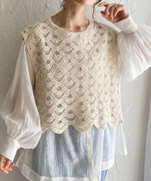 She's Closet（シーズクローゼット）の「ショート丈トーションレースかぎ編みクロシェベスト（ベスト）」