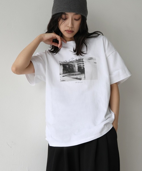 hellam（へラム）の「アソートプリントTシャツ（Tシャツ/カットソー・レディース・ホワイト×イエロー/ホワイト×ブラック/ホワイト×グレー/ベージュ/ホワイト×ブルー/ホワイト×グリーン・FREE）」の12枚目の写真