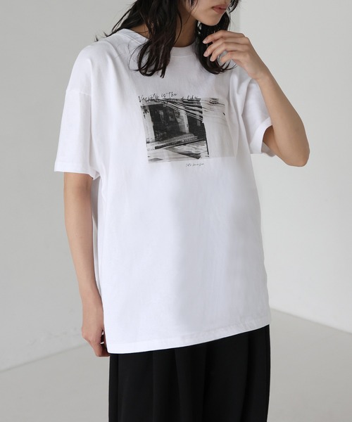 hellam（へラム）の「アソートプリントTシャツ（Tシャツ/カットソー・レディース・ホワイト×イエロー/ホワイト×ブラック/ホワイト×グレー/ベージュ/ホワイト×ブルー/ホワイト×グリーン・FREE）」の14枚目の写真