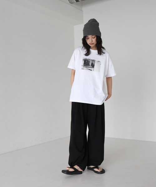 hellam（へラム）の「アソートプリントTシャツ（Tシャツ/カットソー・レディース・ホワイト×イエロー/ホワイト×ブラック/ホワイト×グレー/ベージュ/ホワイト×ブルー/ホワイト×グリーン・FREE）」の16枚目の写真