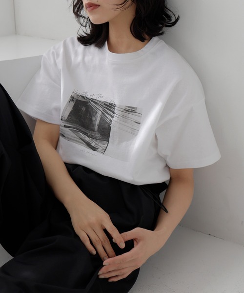 hellam（へラム）の「アソートプリントTシャツ（Tシャツ/カットソー・レディース・ホワイト×イエロー/ホワイト×ブラック/ホワイト×グレー/ベージュ/ホワイト×ブルー/ホワイト×グリーン・FREE）」の19枚目の写真
