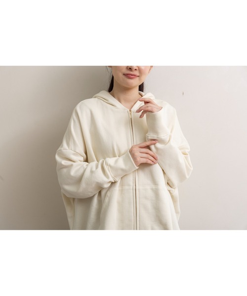 SETENS（セテンス）の「【ZOZO限定発売】【SETENS/セテンス】ジップアップスウェットパーカー（パーカー・レディース・ホワイト/ライトベージュ/チャコールグレー・F）」の8枚目の写真