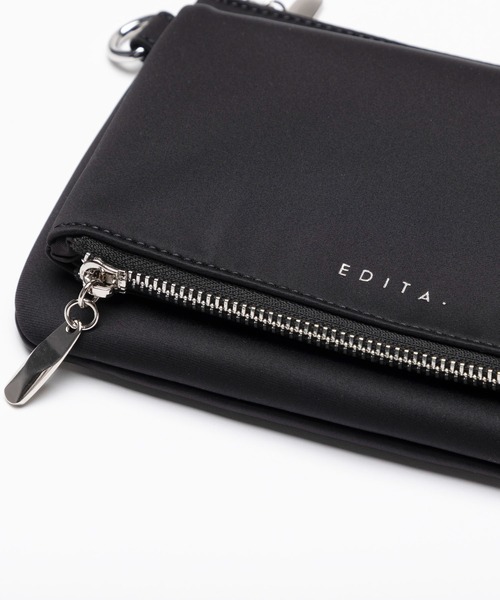EDITA.(エディータ)の「ミニマルフラップ ポケット ショルダーバッグ 軽量 / サブバッグ(ショルダーバッグ・レディース・ライトグレー/ブラック・FREE)」の17枚目の写真