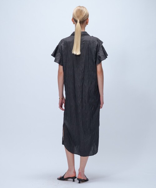 cloenc（クロエンス）の「【手洗い可】フリルワッシャーワンピース（ワンピース・レディース・ブラック/ダークグレー・02/01）」の9枚目の写真