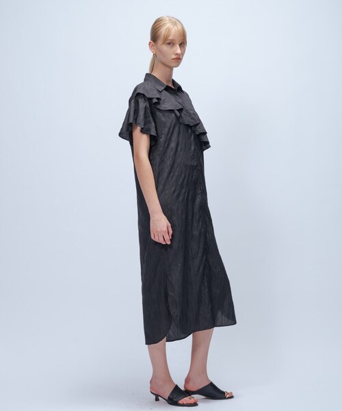 cloenc（クロエンス）の「【手洗い可】フリルワッシャーワンピース（ワンピース・レディース・ブラック/ダークグレー・02/01）」の10枚目の写真