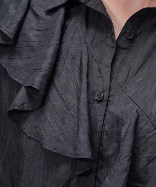 cloenc（クロエンス）の「【手洗い可】フリルワッシャーワンピース（ワンピース・レディース・ブラック/ダークグレー・02/01）」の11枚目の写真