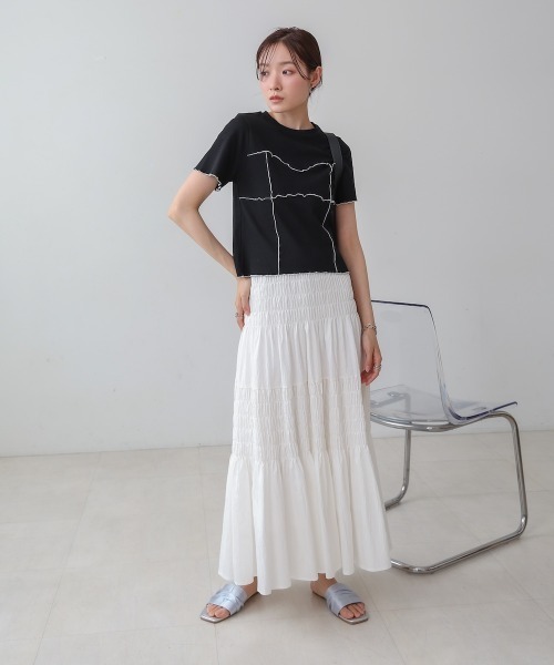 Bab(バブ)の「ビスチェライク配色メロウカットソー(Tシャツ/カットソー・レディース・チャコールグレー/ブラック/レッド/アイボリー・FREE)」の16枚目の写真