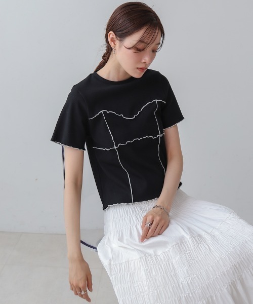Bab(バブ)の「ビスチェライク配色メロウカットソー(Tシャツ/カットソー・レディース・チャコールグレー/ブラック/レッド/アイボリー・FREE)」の17枚目の写真
