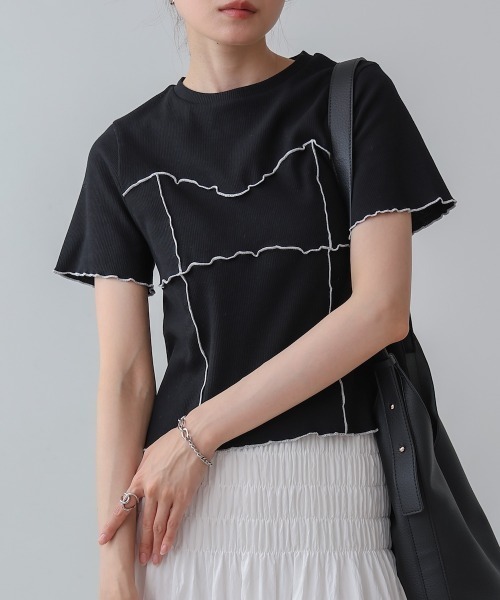 Bab(バブ)の「ビスチェライク配色メロウカットソー(Tシャツ/カットソー・レディース・チャコールグレー/ブラック/レッド/アイボリー・FREE)」の20枚目の写真