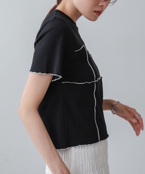 Bab(バブ)の「ビスチェライク配色メロウカットソー(Tシャツ/カットソー・レディース・チャコールグレー/ブラック/レッド/アイボリー・FREE)」の21枚目の写真