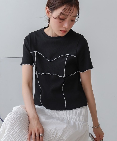 Bab(バブ)の「ビスチェライク配色メロウカットソー(Tシャツ/カットソー・レディース・チャコールグレー/ブラック/レッド/アイボリー・FREE)」の19枚目の写真