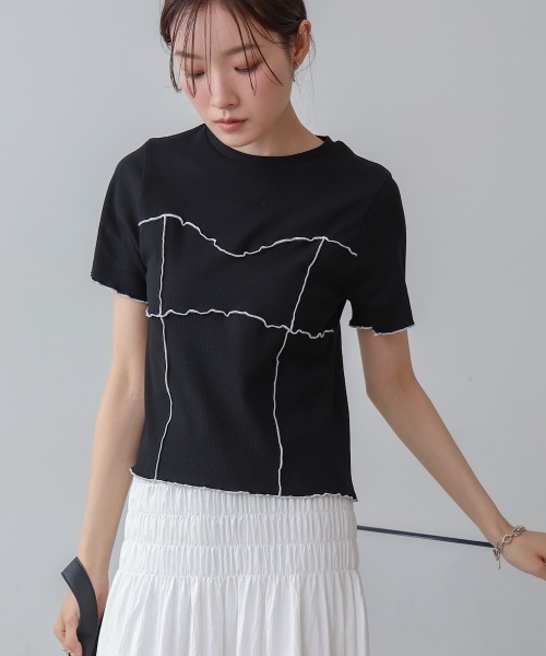 Bab(バブ)の「ビスチェライク配色メロウカットソー(Tシャツ/カットソー・レディース・チャコールグレー/ブラック/レッド/アイボリー・FREE)」の15枚目の写真