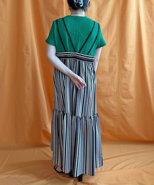 LHELBIE（レルビエ）の「ストライプキャミワンピース（ワンピース・レディース・ブラック/ライトベージュ/レッド・M）」の17枚目の写真