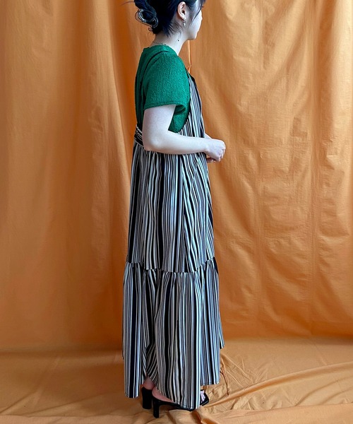 LHELBIE（レルビエ）の「ストライプキャミワンピース（ワンピース・レディース・ブラック/ライトベージュ/レッド・M）」の19枚目の写真