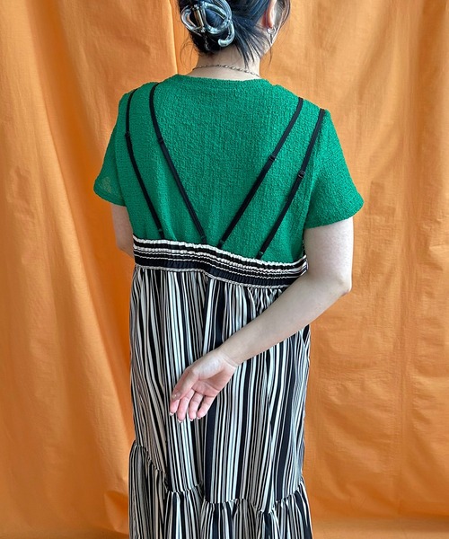 LHELBIE（レルビエ）の「ストライプキャミワンピース（ワンピース・レディース・ブラック/ライトベージュ/レッド・M）」の21枚目の写真