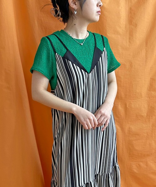 LHELBIE（レルビエ）の「ストライプキャミワンピース（ワンピース・レディース・ブラック/ライトベージュ/レッド・M）」の22枚目の写真