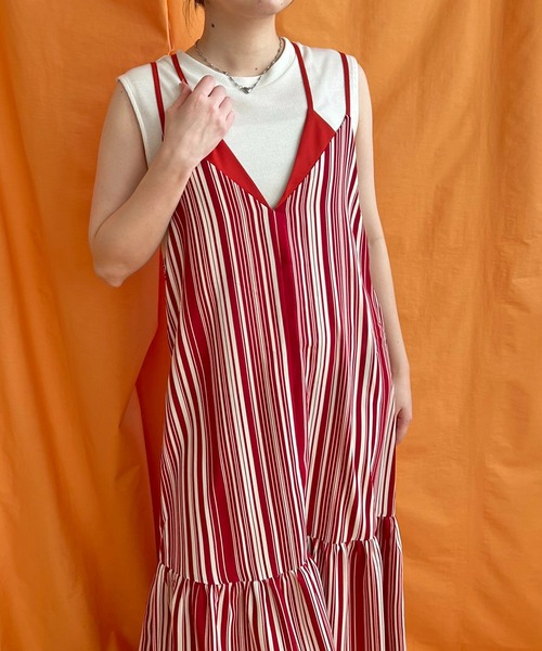 23FW ebure ブライトビスストライプキャミワンピース 定価9万円 23FW ebure ブライトビスストライプキャミワンピース 定価9万円