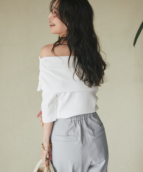 セール】【最強美人見え】クールタッチUVオフショルリブニット（ニット