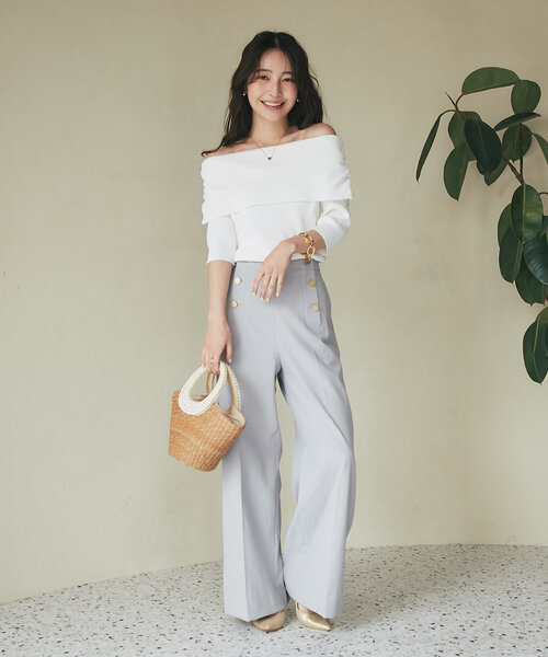 セール】【最強美人見え】クールタッチUVオフショルリブニット（ニット