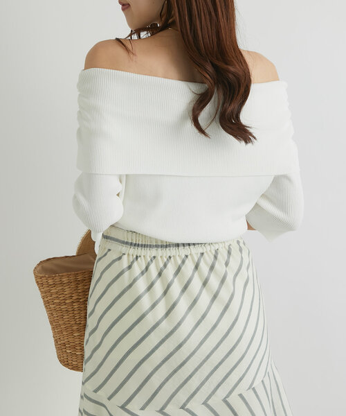 セール】【最強美人見え】クールタッチUVオフショルリブニット（ニット
