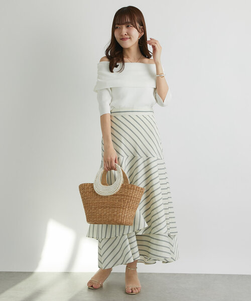La boutique BonBon(ラブティックボンボン)の「【最強美人見え】クールタッチUVオフショルリブニット(ニット/セーター・レディース・ホワイト/レッド/ピンク/ネイビー・FREE)」の13枚目の写真