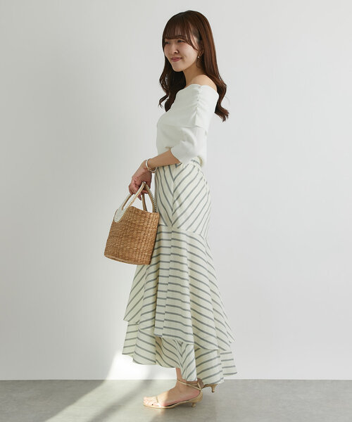 La boutique BonBon(ラブティックボンボン)の「【最強美人見え】クールタッチUVオフショルリブニット(ニット/セーター・レディース・ホワイト/レッド/ピンク/ネイビー・FREE)」の12枚目の写真