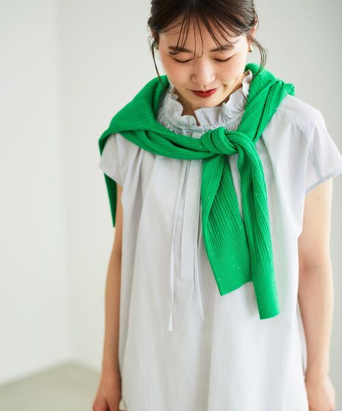 le.coeur blanc(ルクールブラン)の「ストライプフリルカラーブラウス(シャツ/ブラウス・レディース・ホワイト系その他/ブルー系その他2・38)」の5枚目の写真