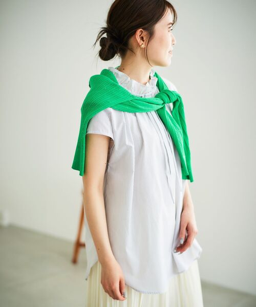 le.coeur blanc(ルクールブラン)の「ストライプフリルカラーブラウス(シャツ/ブラウス・レディース・ホワイト系その他/ブルー系その他2・38)」の6枚目の写真