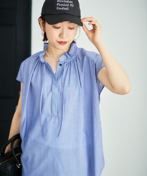 le.coeur blanc(ルクールブラン)の「ストライプフリルカラーブラウス(シャツ/ブラウス・レディース・ホワイト系その他/ブルー系その他2・38)」の16枚目の写真