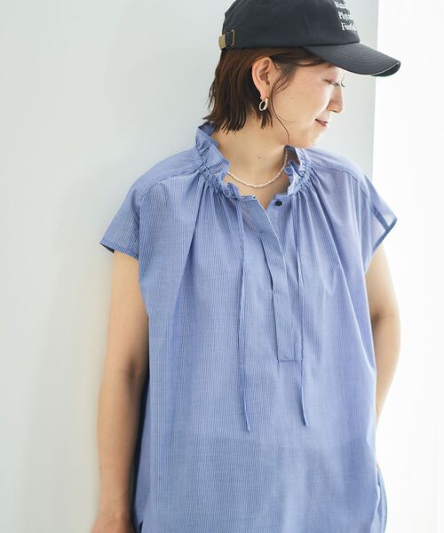 le.coeur blanc(ルクールブラン)の「ストライプフリルカラーブラウス(シャツ/ブラウス・レディース・ホワイト系その他/ブルー系その他2・38)」の20枚目の写真